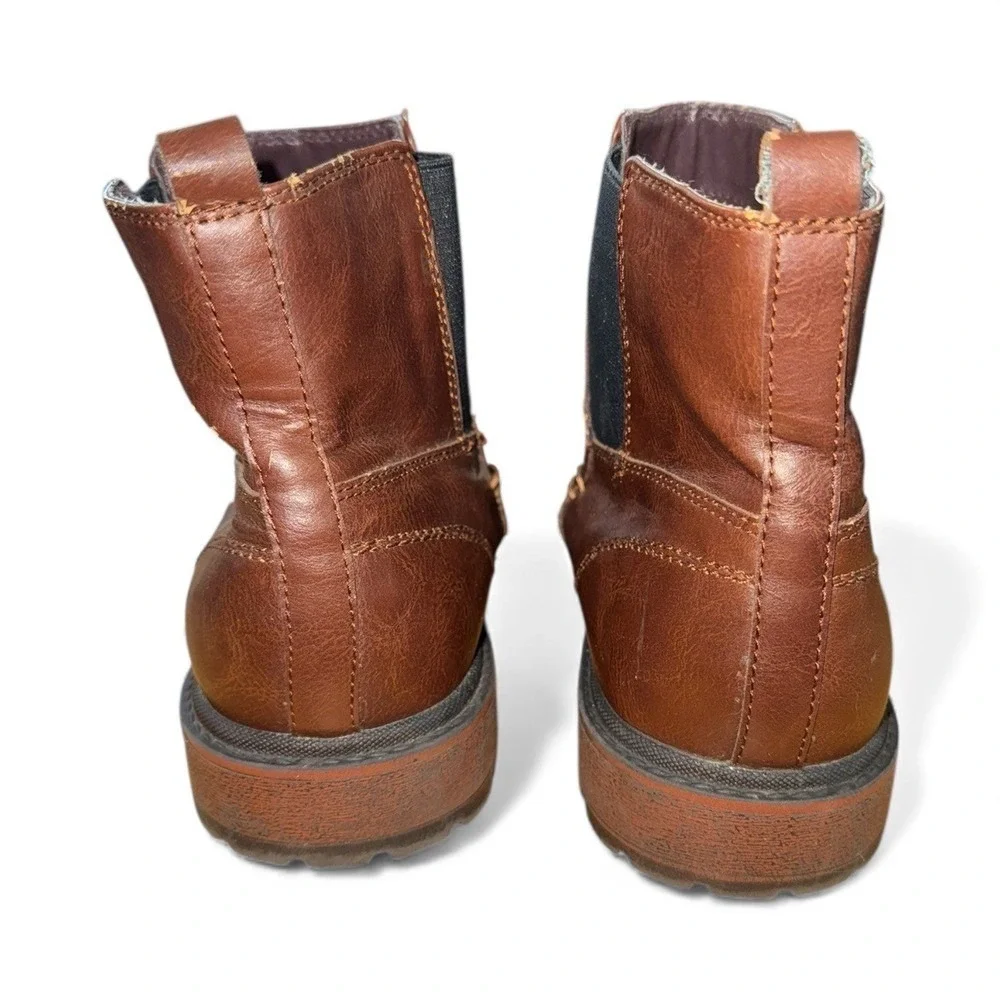 Vince Camuto Kent‎ Mens 6.5M Pre-Owned Brown Faux Leather Ankle Slip On Boots